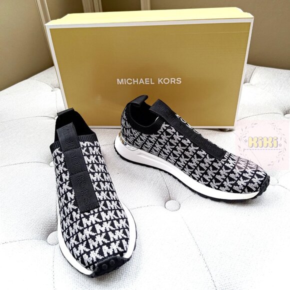 Michael Kors Bodie Metallic Logo Knit Slip-On Sneaker Black size 7 - Picture 4 of 12